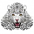 Rageful brown-eyed roaring jaguar tattoo design
