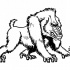 Rageful outline attacking baboon tattoo design