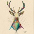Rainbow geometric-style animal portrait tattoo design