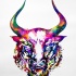 Rainbow watercolor bull head tattoo design