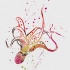 Rainbow watercolor falling octopus tattoo design