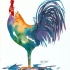 Rainbow watercolor rooster tattoo design