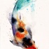 Rainbow watercolor swimming fish tattoo design