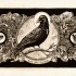 Raven portrait on money bill tattoo design