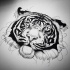Realistic dotwork tiger face tattoo design
