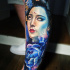 Realistic geisha tattoo on leg