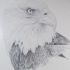 Realistic grey-color eagle portrait tattoo design