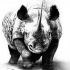 Realistic grey-ink rhino tattoo design
