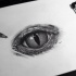 Realistiv black-and-white reptile eye tattoo design