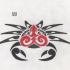 Red-and-black maori style crab tattoo design