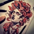 Vermelho-e-preto novo estilo de escola medusa gorgona tatuagem design