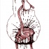 Red-ink walking zombie duck tattoo design