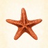 Red volumetric starfish with small horns tattoo design