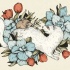 Rodent friends among red and blue flowers tattoo design