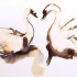 Romantic brown watercolo swan couple tattoo design