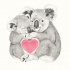 Romantic grey-ink animal lovers and rosy heart tattoo design
