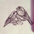 Romantic ornate sparrow couple tattoo design