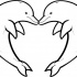Romantic outline heart-shaped dolphin couple tattoo design