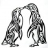Romantic tribal kissing penguin couple tattoo design