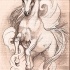 Running horse in white smoke tattoo design