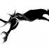 Running panther entwined with thorned stem tattoo design