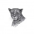 Sad black-and-grey jaguar portrait tattoo design