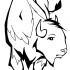 Sad cartoom outline bull tattoo design