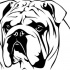 Sad fat outline bulldog portrait tattoo design
