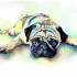 Sad lying watercolor bulldog tattoo design