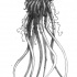 Scary black-and-white jellyfish with flaming head tattoo design by Jh1873