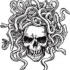 Assustador preto e branco medusa gorgona crânio tatuagem design
