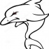 Scary cartoon outline red-eyed dolphin tattoo design