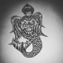 Assustador dotwork alado rezando tatuagem sereia design