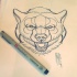 Scary gnarling bear head tattoo design