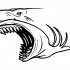 Scary outline attacking shark head tattoo design