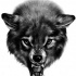 Scary realistic black-pencil wolf head tattoo design