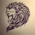 Scary roaring lion with tribal mane tattoo design