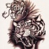 Screaming tiger and rose flower tattoo design