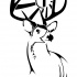 Sensational black-line deer with striped crossed flag tattoo design