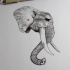 Serious dotwork elephant head tattoo design