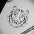 Severe dotwork geometric tiger head tattoo design