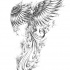 Fênix de tinta cinza grave voando em design de tatuagem de chamas