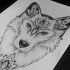 Severe wolf head with floral pattern tattoo design