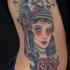 testa di pecora e ragazza zingara tatuaggio  su lato