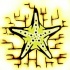Shining yellow starfish on bricked background tattoo design