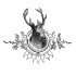 Shu black deer in curly frame tattoo design