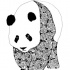 Shy panda with rose-patterned fur tattoo design