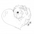 Shy uncolored rodent portrait in heart frame tattoo design