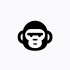 Simple black-ink chimpanzee muzzle logo tattoo design
