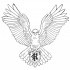 Simple black-line eagle keeping a coat of arms tattoo design
